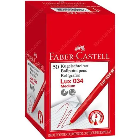 Bolígrafos Faber-Castell Lux 034 Medium, Punta de 1.0 mm, Caja de 50 Unidades ROJO